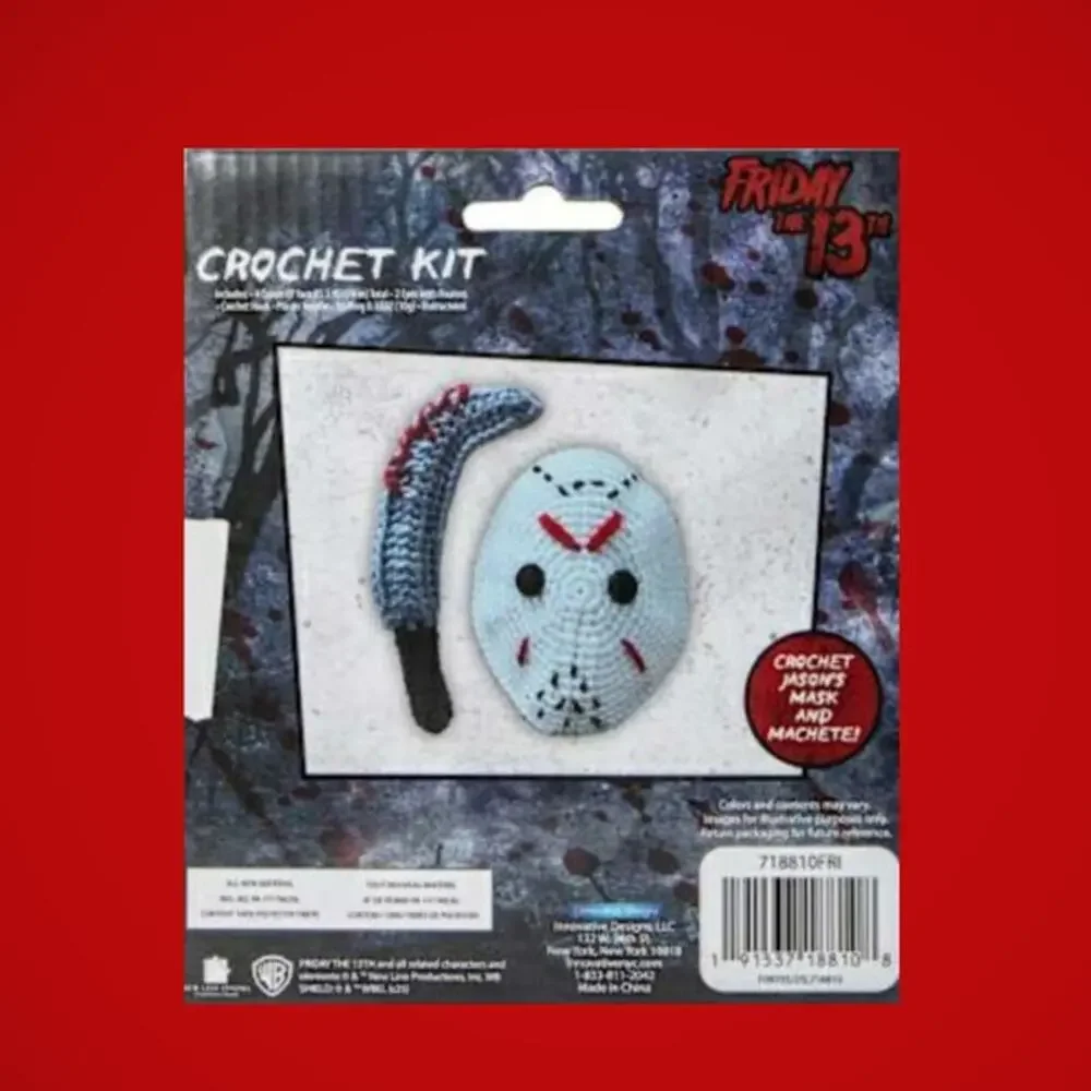 FRIDAY 13th Jason Stuffed Mask & Knife Crochet Kit Horror Movie Theme Craft 17+